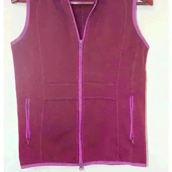 Athleta Athletic Fitted Tailored Vest Full Zip Magenta 4 Pockets Women's Size S - Picture 3 of 16